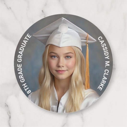 Minimalistische foto 8e klas Afstuderen Bedankjes Labels (Achterkant)