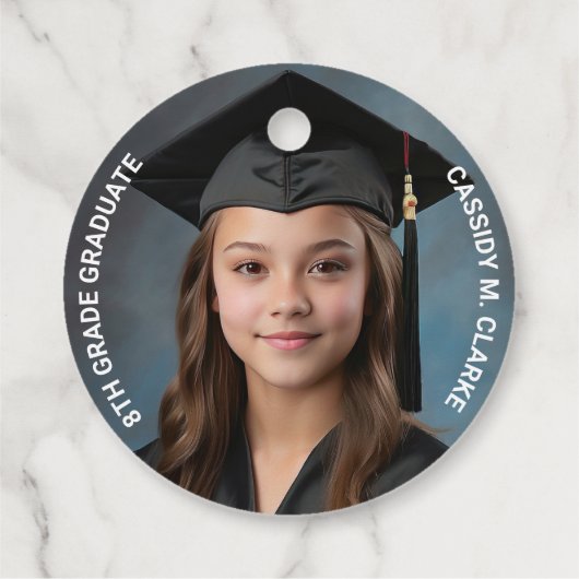 Minimalistische foto 8e klas Afstuderen Bedankjes Labels (Achterkant)