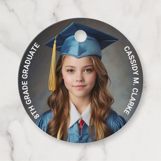 Minimalistische foto 8e klas Afstuderen Bedankjes Labels (Voorkant)