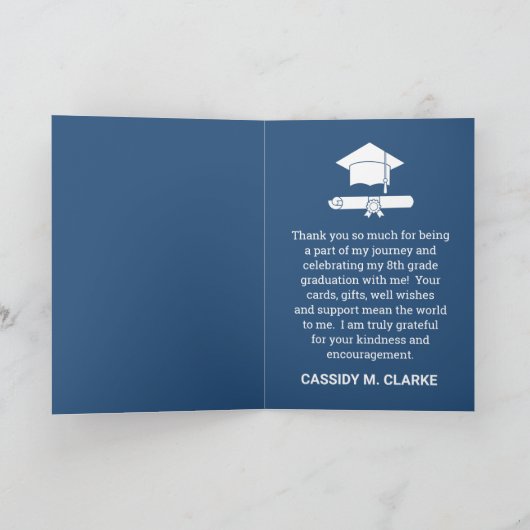 Minimalistische foto 8e klas Afstuderen dank u Bedankkaart (Binnen)
