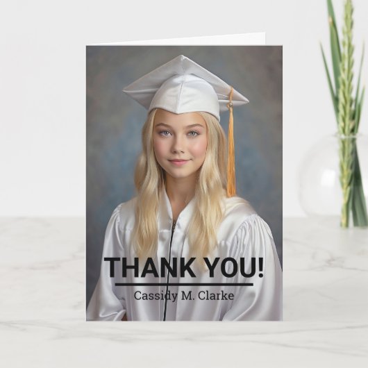 Minimalistische foto 8e klas Afstuderen dank u Bedankkaart (Voorkant)