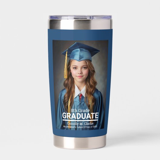 Minimalistische foto 8e klas Afstuderen Geïsoleerde Drinkbeker (Voorkant)