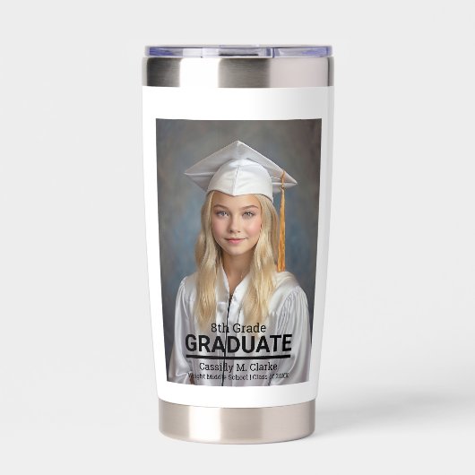Minimalistische foto 8e klas Afstuderen Geïsoleerde Drinkbeker (Voorkant)