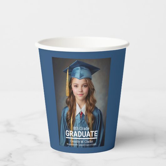 Minimalistische foto 8e klas Afstuderen Papieren Bekers (Voorkant)