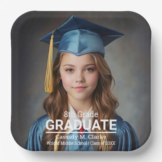 Minimalistische foto 8e klas Afstuderen Papieren Bordje (Voorkant)