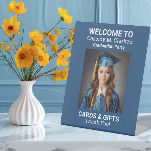 Minimalistische foto 8e klas Afstuderen tafelblad Reclamebord Met Voetstuk