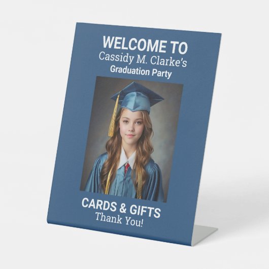 Minimalistische foto 8e klas Afstuderen tafelblad Reclamebord Met Voetstuk (Voorkant)