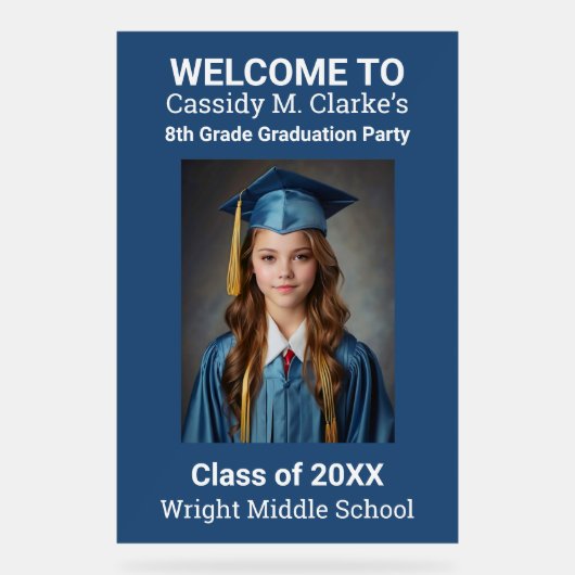 Minimalistische foto 8e klas Afstuderen welkomstbo Acryl Bord (Voorkant)