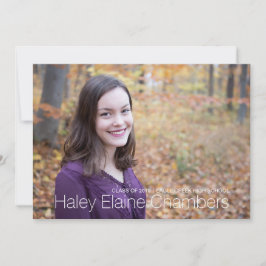 Minimalistische foto afstudeerfeest uitnodiging