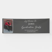 Minimalistische foto afstudeerfeest welkom | Grijs Spandoek (Horizontaal)