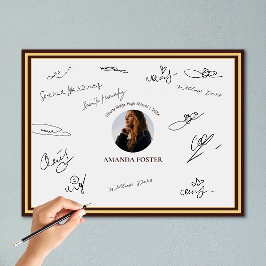 Minimalistische foto afstuderen partij handtekenin poster