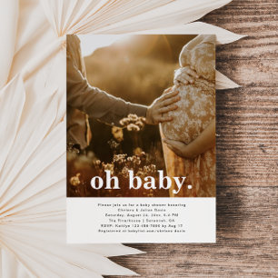 Minimalistische foto baby shower uitnodiging