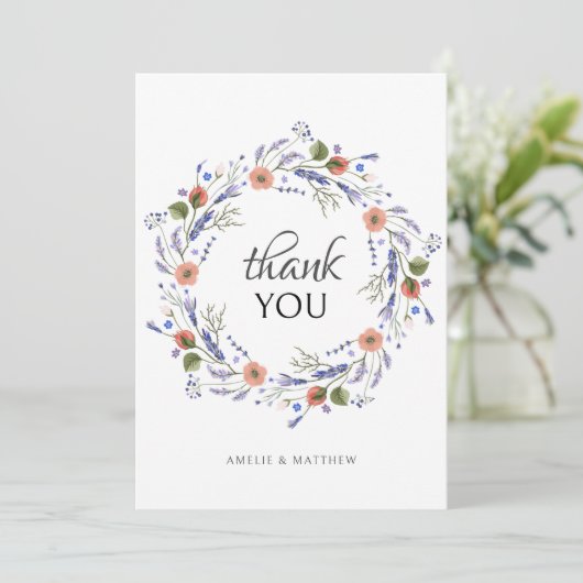 Minimalistische foto Baby shower Wildflower Dank u Bedankkaart (Staand voorkant)