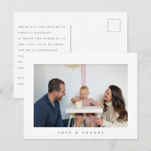 minimalistische foto bedankt je verjaardagskaart b briefkaart (Voorkant / Achterkant)