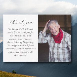 Minimalistische foto begrafenis bedankkaart