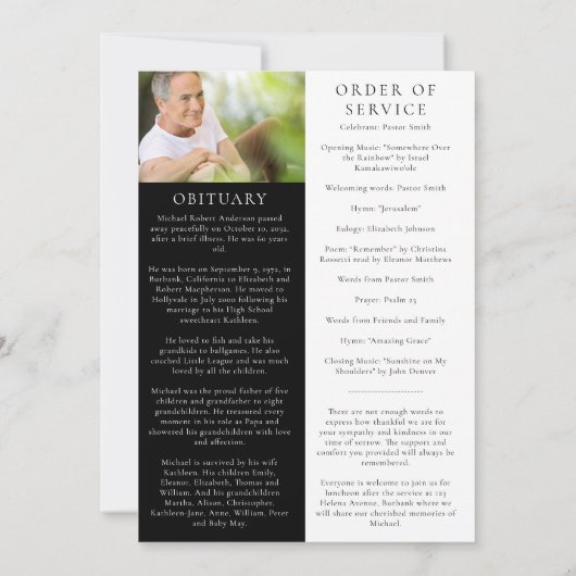 Minimalistische foto begrafenis orde van dienst Ka Kaart (Achterkant)