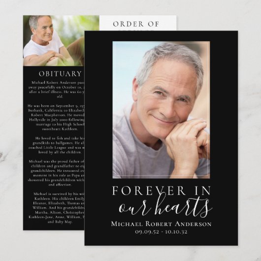 Minimalistische foto begrafenis orde van dienst Ka Kaart (Voorkant / Achterkant)