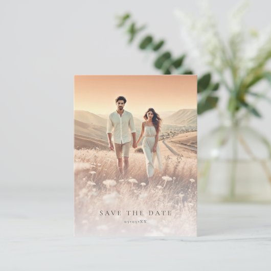 Minimalistische foto bewaar de datum briefkaart (Staand voorkant)