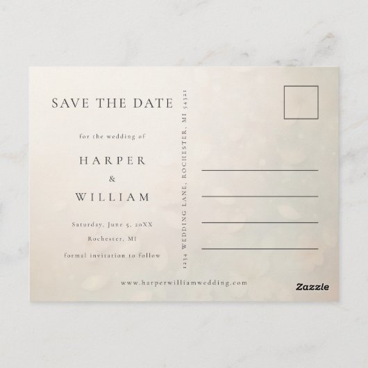 Minimalistische foto bewaar de datum briefkaart (Achterkant)