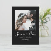 Minimalistische foto Bewaar de datum | Zwart Save The Date (Staand voorkant)