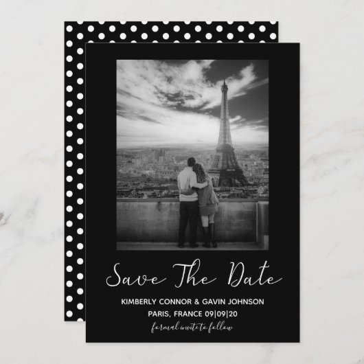 Minimalistische foto Bewaar de datum zwart-wit Save The Date (Voorkant / Achterkant)