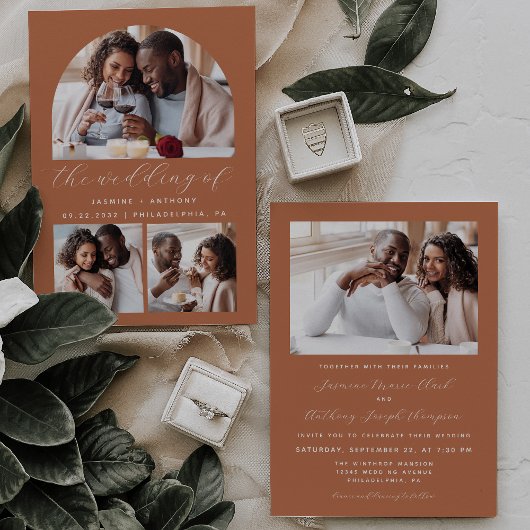 Minimalistische Foto Boog Collage Terracotta bruil Kaart