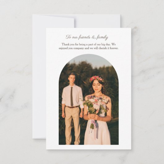 Minimalistische foto boog moderne bruiloft dank u bedankkaart (Achterkant)