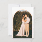 Minimalistische foto boog perzik bruiloft dank u bedankkaart (Voorkant)