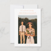 Minimalistische foto boog perzik bruiloft dank u bedankkaart (Achterkant)