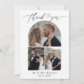 Minimalistische foto boog smaragd groene bruiloft bedankkaart (Voorkant)