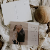 Minimalistische foto bruiloft Bewaar onze datum Briefkaart