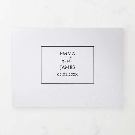 Minimalistische foto bruiloft drievoudige uitnodig drieluik programma (Cover)