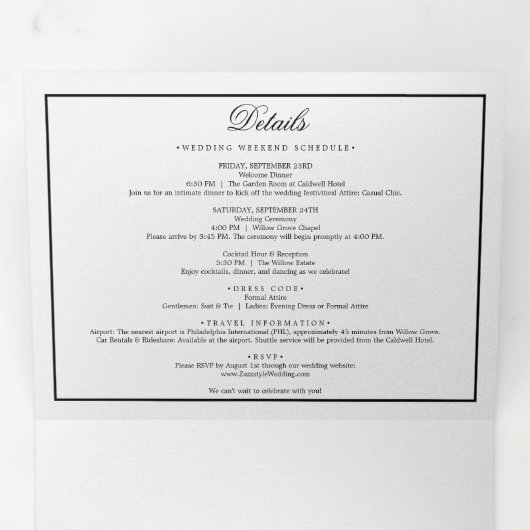 Minimalistische foto bruiloft drievoudige uitnodig drieluik programma (Binnenzijde eerst)