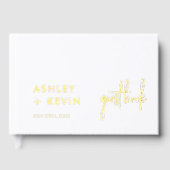 Minimalistische foto bruiloft handtekening gouden  gastenboek (Voorkant)