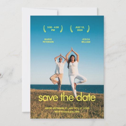 Minimalistische foto bruiloft save the date (Voorkant)