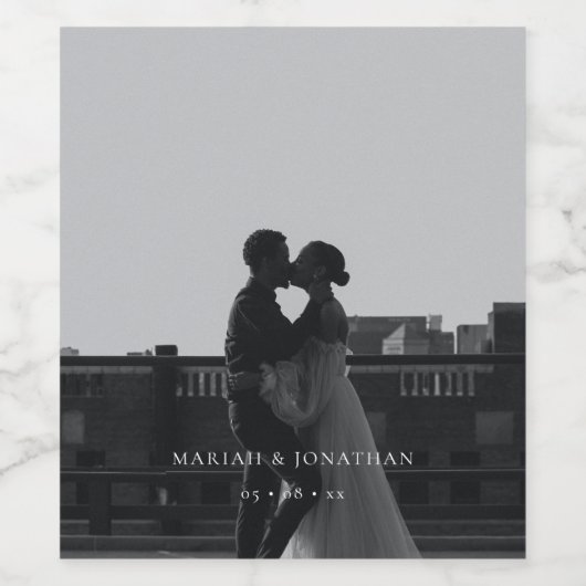 Minimalistische foto bruiloft wijn flesetiketten wijn etiket (Enkel label)