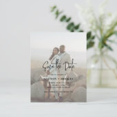 Minimalistische foto budget bruiloft Save the Date (Staand voorkant)