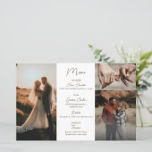 Minimalistische foto collage bruiloft menu's (Staand voorkant)