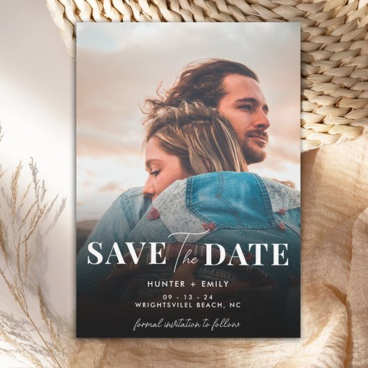 Minimalistische foto digitale save the date trouwk kaart