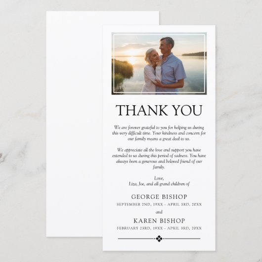 Minimalistische foto dubbele sympathie dank u bedankkaart (Voorkant / Achterkant)