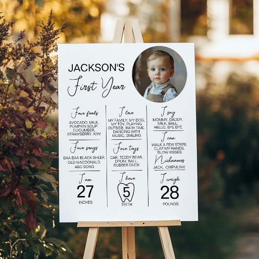 Minimalistische foto eerste jaar verjaardag mijlpa poster