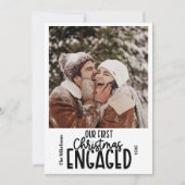 Minimalistische foto eerste kerst verloofd feestdagenkaart (Voorkant)