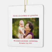 Minimalistische foto Eerste Kerstmis als oma Keramisch Ornament (Links)