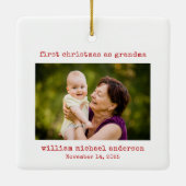 Minimalistische foto Eerste Kerstmis als oma Keramisch Ornament (Achterkant)