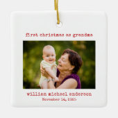 Minimalistische foto Eerste Kerstmis als oma Keramisch Ornament (Voorkant)