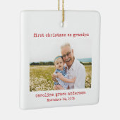 Minimalistische foto Eerste Kerstmis als opa Keramisch Ornament (Rechts)