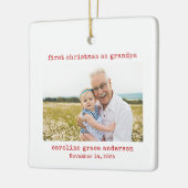 Minimalistische foto Eerste Kerstmis als opa Keramisch Ornament (Links)