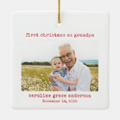 Minimalistische foto Eerste Kerstmis als opa Keramisch Ornament (Achterkant)