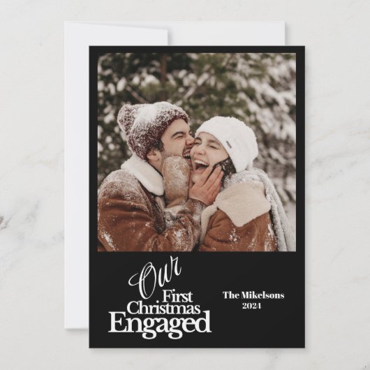 Minimalistische foto Elegant eerste kerst verloofd Feestdagenkaart (Voorkant)