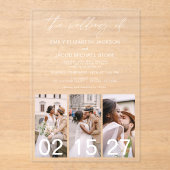 Minimalistische foto Elegant Modern Wedding 3 Foto Acryl Uitnodigingen (Voorkant)